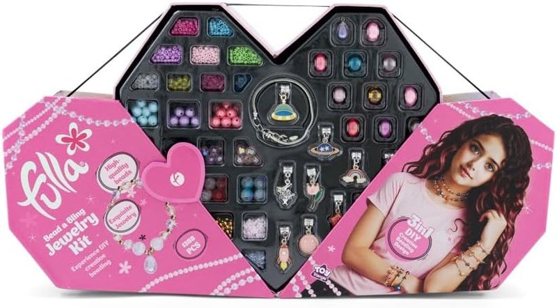 Fulla Bead & Bling 3-in-1 Jewelry Kit with 1388 Colorful Beads, Charms & Strings, DIY Necklace, Bracelet, Hair Accessories Making Set for Girls, Ages 3+, Creative Gift - Image 1